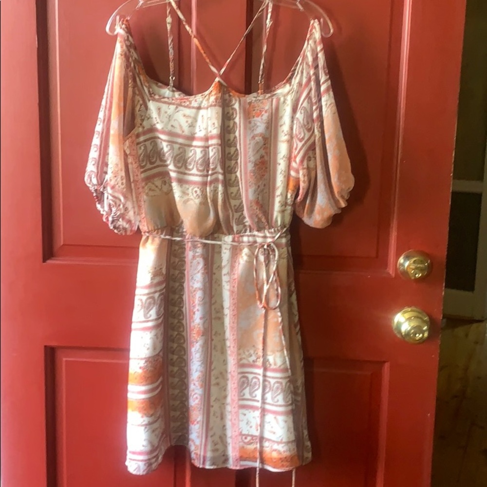 BCBG Spaghetti Strap Cold Shoulder Dress Sz Medium